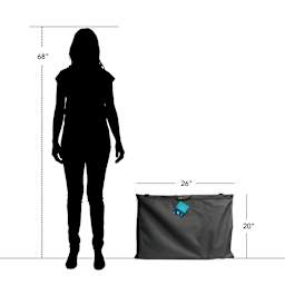 Art Alternatives Softside Portfolio  20" x 26" next to the silhouette of a 68" person