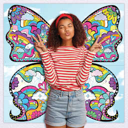 Fashion Angels DIY Mural Design Set - Butterfly Wings (girl standing with completed butterfly wings)