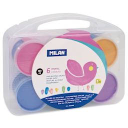 Milan Finger Paint Set - Set of 6, Metallic Colors, 100 ml, front of packaging