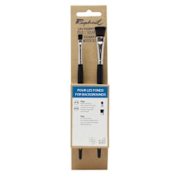 Raphael Essentials Acrylic & Watercolor Brush Set, Watercolor, 2-Brush Set, For Backgrounds, SoftAqua Flat 6 & 12