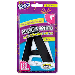 Self-Adhesive Letter Set with Guide - Front of package of 4" Black and White Letters