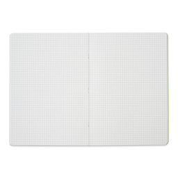 Fabriano EcoQua Staplebound Notebook - Lime, 11.7" x 8.3", Graph (open to show paper)