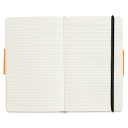 Moleskine Classic Soft Cover Notebook - Black, Ruled, 8-1/4" x 5" (notebook open)