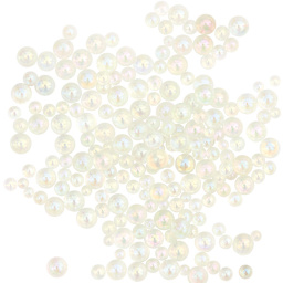 Resin Filling Materials Glass Beads, White Iridescent - 12.4g
