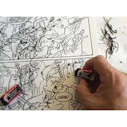Sakura SumoGrip Eraser, erasing a manga panel