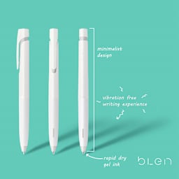 bLen Retractable Gel Pen .7mm White Barrel with Black Ink - 2/pkg.
