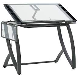 Studio Designs Futura Luxe Craft Table - Left Angle showing side shelf folded down and top tilted up