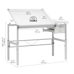 Studio Designs Graphix II Pro Line Table With Drawers - dimensions