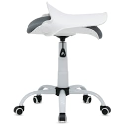 Studio Designs Folding Back Modern Swivel Office Task Chair - Side view of White and Gray Chair with back folded down
