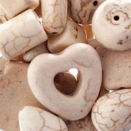 John Bead Earth's Jewels - Closeup of assorted White Magnesite Beads
