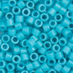 John Bead Miyuki Delica Glass Beads - Turquoise Green, Glossy (Close-up of beads)