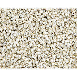 John Bead Miyuki Delica Glass Beads - Duracoat Silver, Galvanized (Close-up of beads)