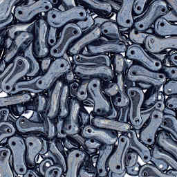 John Bead Czech Link Beads - Loose Glossy Black and Hematite beads