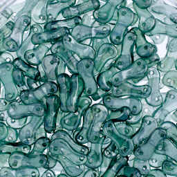 John Bead Czech Link Bead - Crystal and Dark Green Luster, Luster, Fullcoat, Pkg of 40