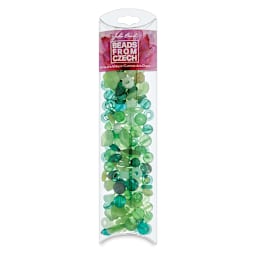 Czech Glass Bead Mixes - Pillow Box of Appletini Beads upright