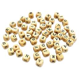 Krafty Kids Wood Alphabet Beads - Natural, 10 mm, Package of 60
