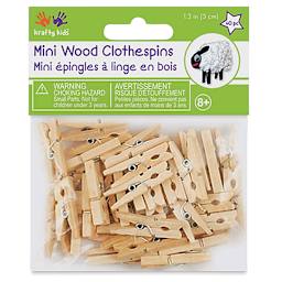 Krafty Kids Clothespins - 1-3/16", Mini, Package of 40 (In packaging)