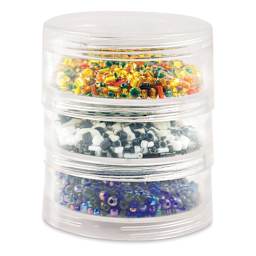 Craft Medley Screw Stack Canisters - 3 Compartments, 3" H x 2-3/4" W (Shown with beads)