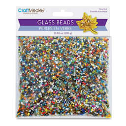 Craft Medley Glass Beads - Assorted Colors, 10.58 oz front of packaging