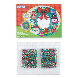 Perler Wreath Deluxe Fused Bead Kit (Kit contents shown with box)