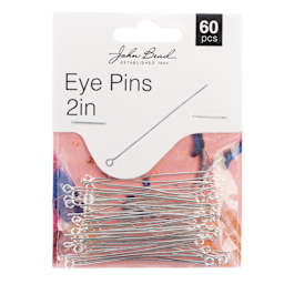 John Bead Must Have Findings Eye Pins - Pkg of 60, Silver, 2 in front of packaging