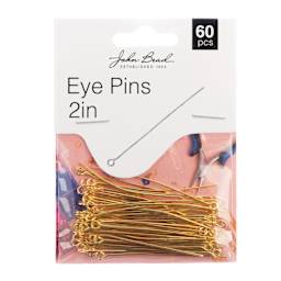 John Bead Must Have Findings Eye Pins - Pkg of 60, Gold, 2 in front of packaging