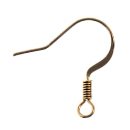 John Bead Must Have Findings Earwires - w/ Coil, Pkg of 60, Antique Gold, 18 mm