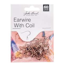 John Bead Must Have Findings Earwires - w/ Coil, Pkg of 60, Antique Copper, 18 mm front of packaging