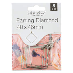 John Bead Must Have Findings Earring Hoops - Diamond, Pkg of 8, Silver, 40 x 46 mm front of packaging