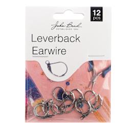 John Bead Must Have Findings Earwires - Leverback, Pkg of 12, Antique Silver, 15 mm front of packaging