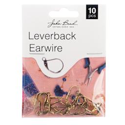 John Bead Must Have Findings Earwires - Leverback, Pkg of 10, Antique Gold, 19 mm front of packaging