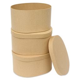 DecoPatch Paper Mache Boxes - Ovals, Set of 3, stacked
