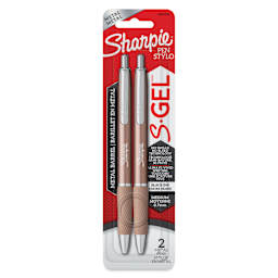 Sharpie Metal Barrel S-Gel Pens - Champagne, Pkg of 2, 0.7 mm, packaging