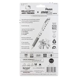 Pentel EnerGel RTX Gel Pens - Hello Kitty, Primary, Set of 5, 0.7 mm, back of packaging
