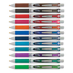 Pentel EnerGel RTX Gel Pens - 12 Assorted Color Pens shown horizontally 