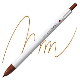 Zebra ClickArt Retractable Marker - Brown marker and swatch