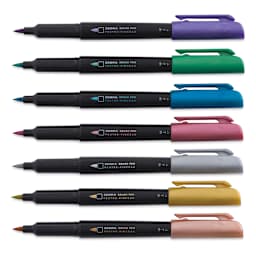 Zebra Metallic Brush Pen Set - Assorted Colors, Set of 7 (Out of Package)