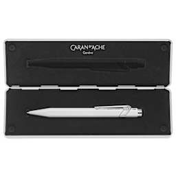 Caran d'Ache 849 Rollerball Pen - White, inside case