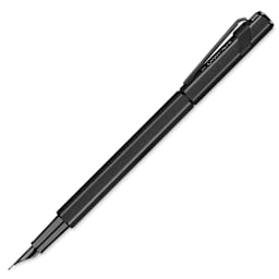Caran d'Ache 849 Black Code Fountain Pen - Black, Fine Tip, cap off showing clip 