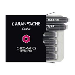 Caran d'Ache Chromatics Fountain Pen Ink Cartridges - Divine Pink, Pkg of 6