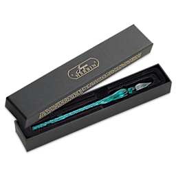Herbin Round Glass Dip Pen - Turquoise in gift box