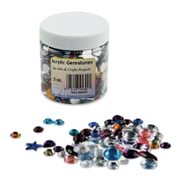 Hygloss Acrylic Gemstones - Assorted, 3 oz, Jar, next to jar