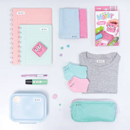 Colop DIY Marky Textile Stamp Set - Pink contents laying beside possible applicant options