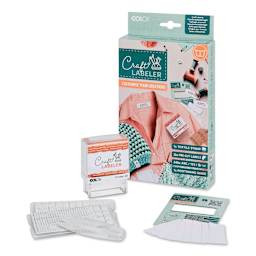 Colop Craft Labeler Textile Stamp Set contents and packaging