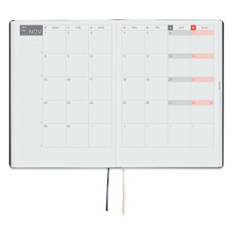 Hobonichi Techo HON 2027 Planners - A5, Slash Navy, monthly view