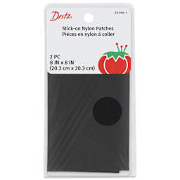 Dritz Stick-On Nylon Patches - Pkg of 2, Black, 8" x 8" front of packaging