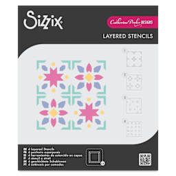 Sizzix Print & Pattern Mini Layered Stencils - Patchwork Tile front of packaging