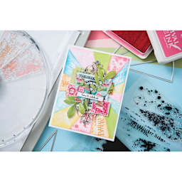 Sizzix Build-a-Burst Stamp and Framelit Set - Set of 14, Artsy Lace Mix showing completed project