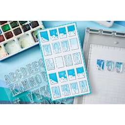 Sizzix Fine Line Alpha Stamp & Framelit Set - Set of 60 completed card project