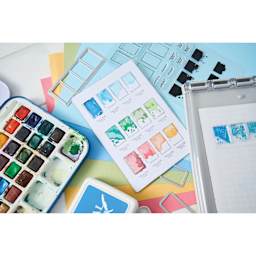 Sizzix Painted Palettes Stamp and Framelit Set - Set of 13 showing completed watercolor project